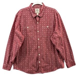 Blake Shelton Lands End Shirt Mens XL Red Western Bandana Cotton Long Sleeve